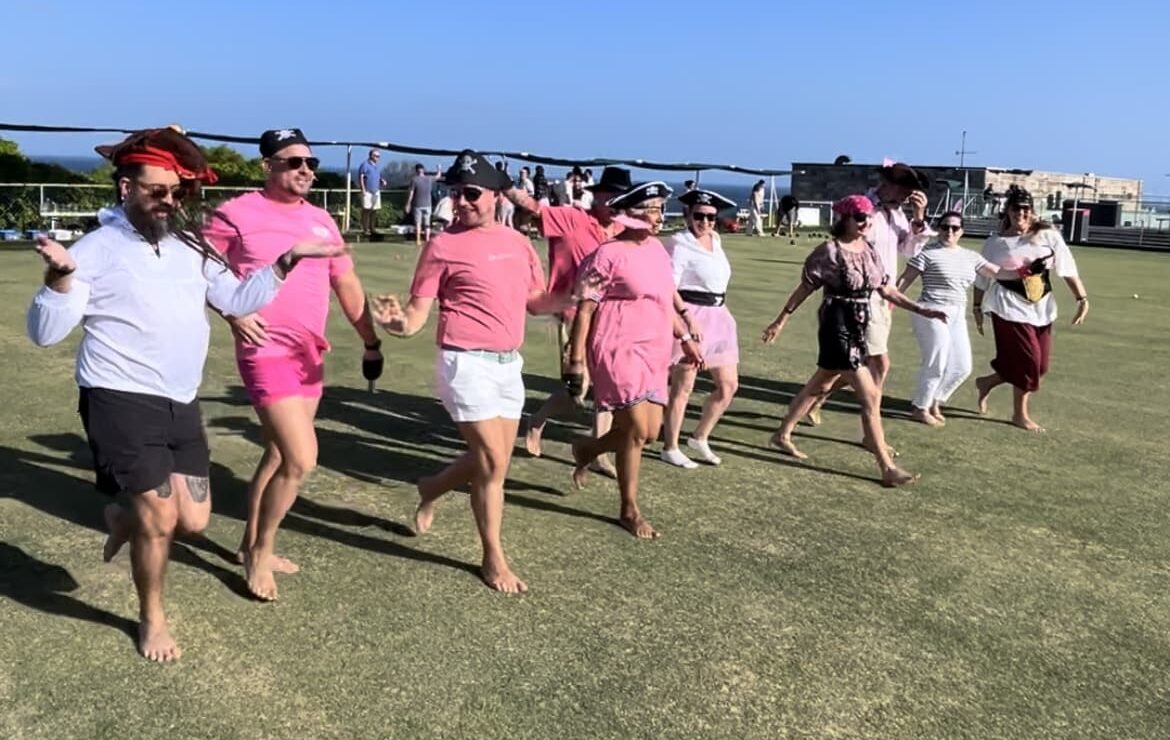 Lawn bowling as pink pirates Member social, February 2024